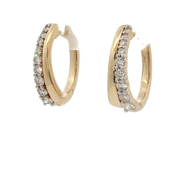 14 Karat Yellow & White Gold Diamond Hoop Earrings Trinity Jewelers  Pittsburgh, PA