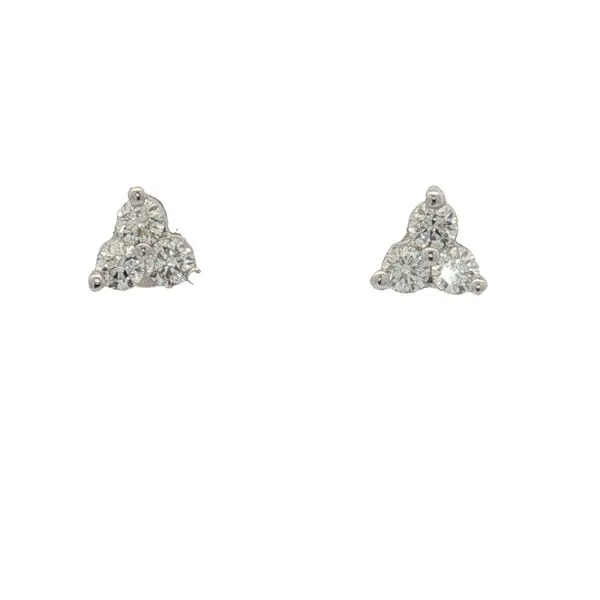 14 Karat White Gold Three Stone Diamond Stud Earrings Trinity Jewelers  Pittsburgh, PA