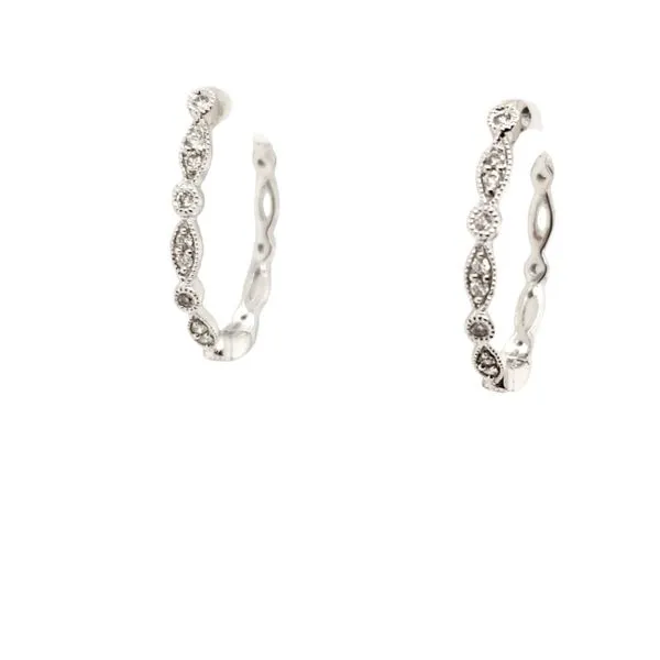 14 Karat White Gold Diamond Hoop Earrings Trinity Jewelers  Pittsburgh, PA