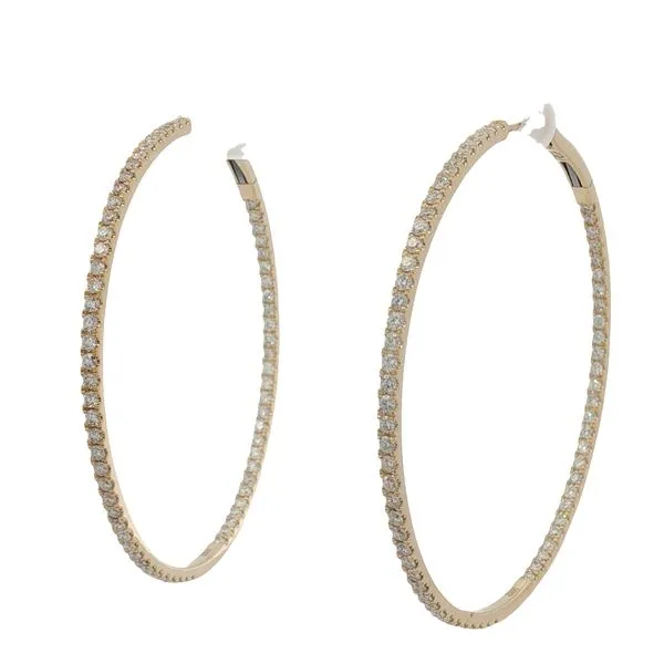 18 Karat Yellow Gold Large Diamond Hoop Earrings Trinity Jewelers  Pittsburgh, PA