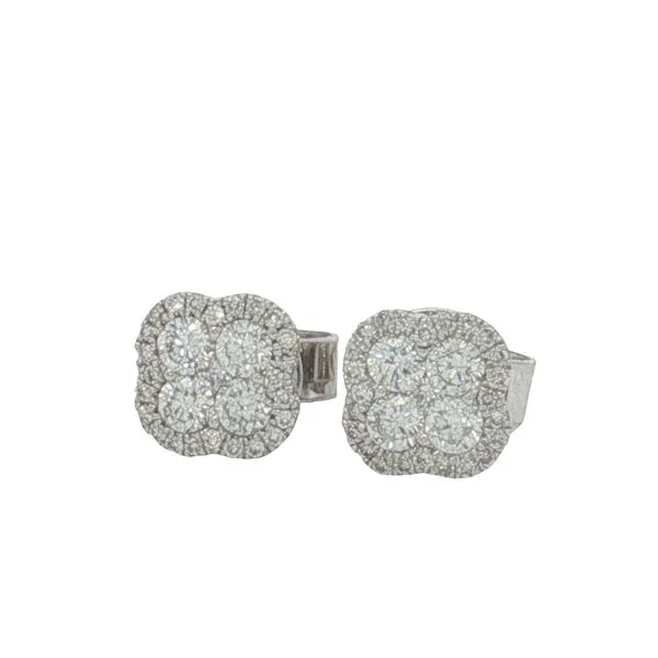 18 Karat White Gold Diamond Clover Cluster Stud Earrings Trinity Jewelers  Pittsburgh, PA