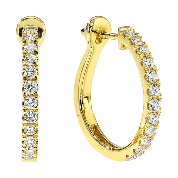 14 Karat Yellow Gold Diamond Hoop Earrings Trinity Jewelers  Pittsburgh, PA