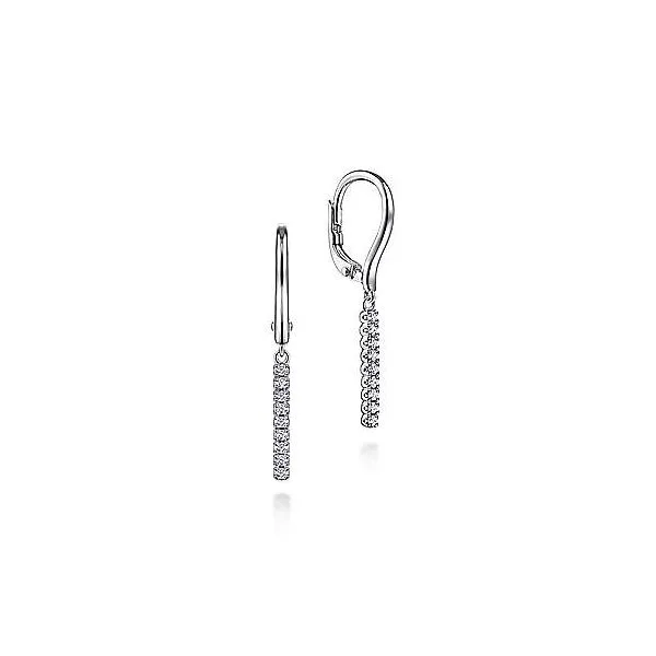 14 Karat White Gold Diamond Bar Drop Earrings Trinity Jewelers  Pittsburgh, PA