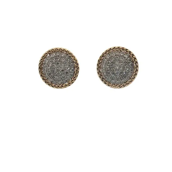 14 Karat Yellow & White Gold Damond Pave` Earrings Trinity Jewelers  Pittsburgh, PA