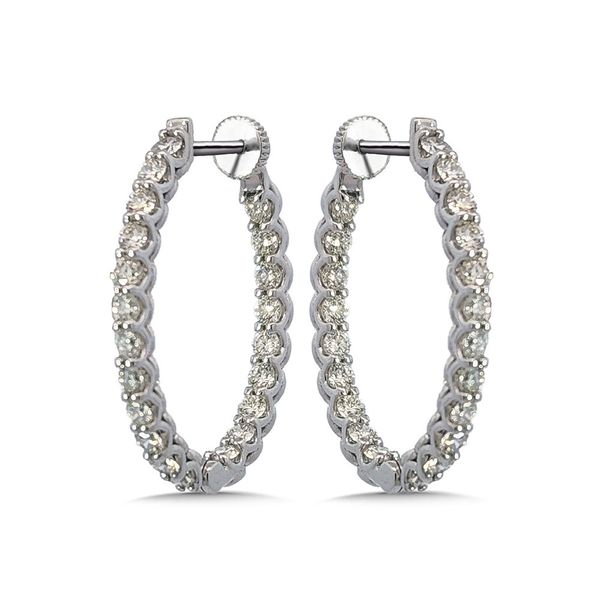 14 Karat White Gold Diamond Hoop Earrings Trinity Jewelers  Pittsburgh, PA