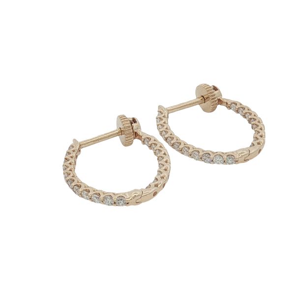 14 Karat Yellow Gold Oval Diamond Hoop Earrings Trinity Jewelers  Pittsburgh, PA
