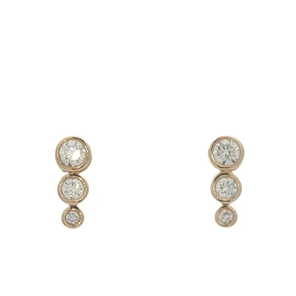 14 Karat Yellow Gold Three Stone Diamond Earrings Trinity Jewelers  Pittsburgh, PA
