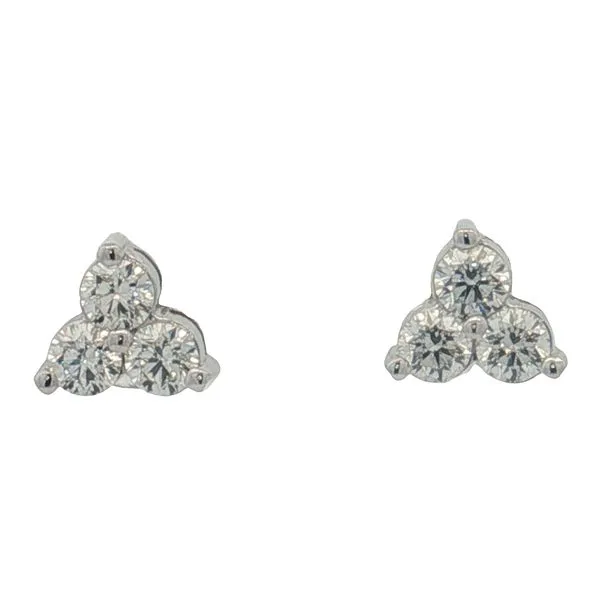 14 Karat White Gold 3 Stone Diamond Stud Earrings Trinity Jewelers  Pittsburgh, PA