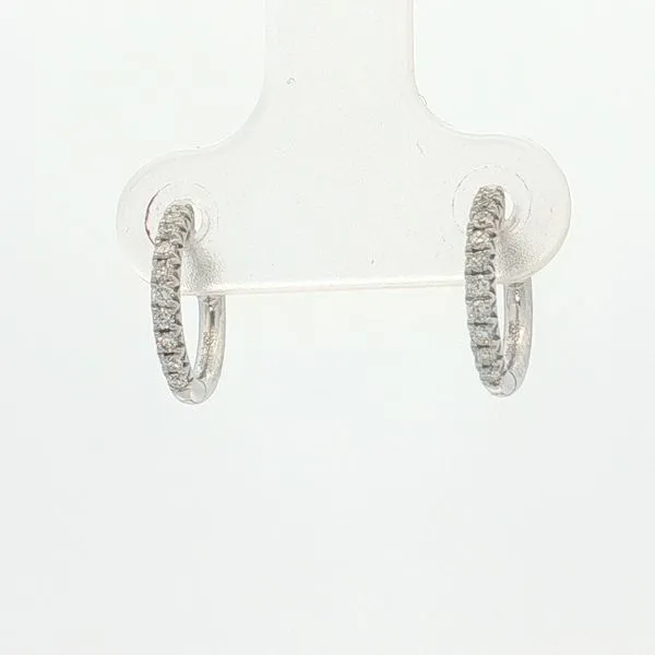 14 Karat White Gold Diamond Huggie Hoop Earrings Trinity Jewelers  Pittsburgh, PA