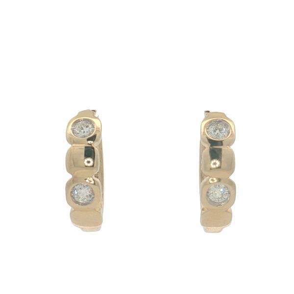 14 Karat Yellow Gold Diamond Hoop Earrings Trinity Jewelers  Pittsburgh, PA