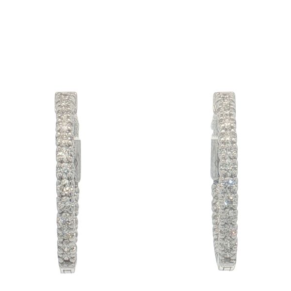 14 Karat White Gold Diamond Hoop Earrings Trinity Jewelers  Pittsburgh, PA