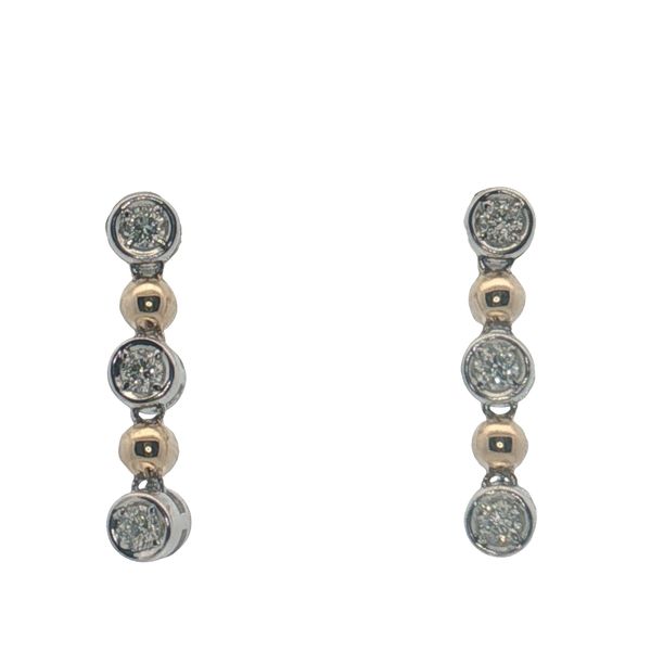 14 Karat Yellow & White Gold Diamond Bezel Drop Earrings Trinity Jewelers  Pittsburgh, PA