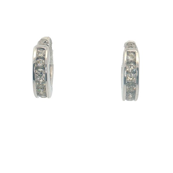 14 Karat White Gold Diamond Hoop Earrings Trinity Jewelers  Pittsburgh, PA