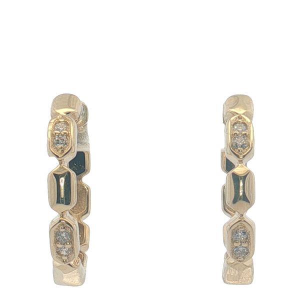 14 Karat Yellow Gold Diamond Hoop Earrings Trinity Jewelers  Pittsburgh, PA