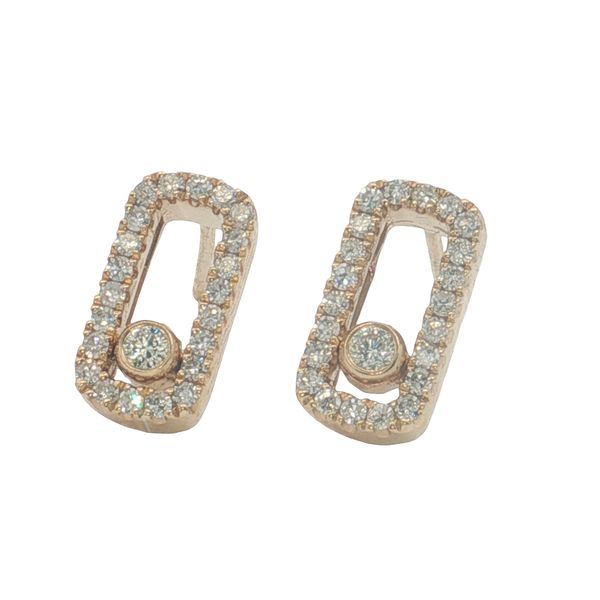 14 Karat Yellow Gold Rolling Diamond Earrings Trinity Jewelers  Pittsburgh, PA