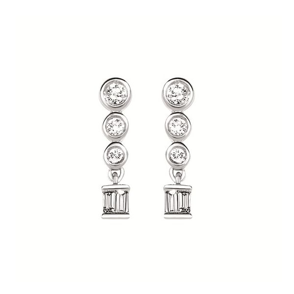 Sterling Silver Diamond Baguette & Round Dangle Earrings Trinity Jewelers  Pittsburgh, PA