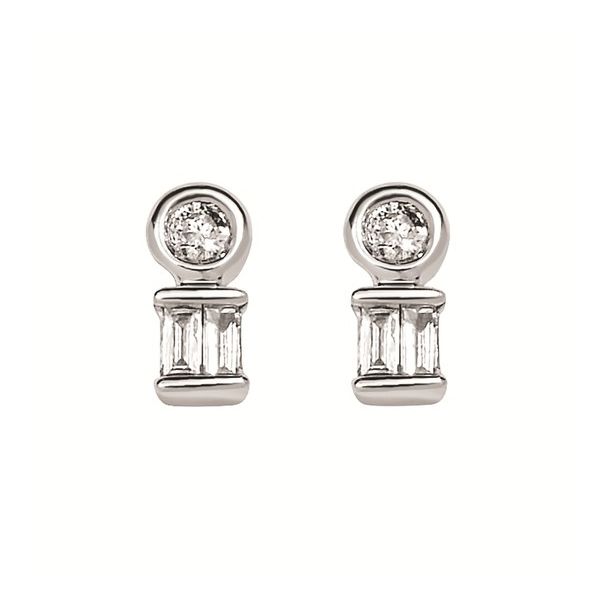 Sterling Silver Diamond Baguette & Round Earrings Trinity Jewelers  Pittsburgh, PA