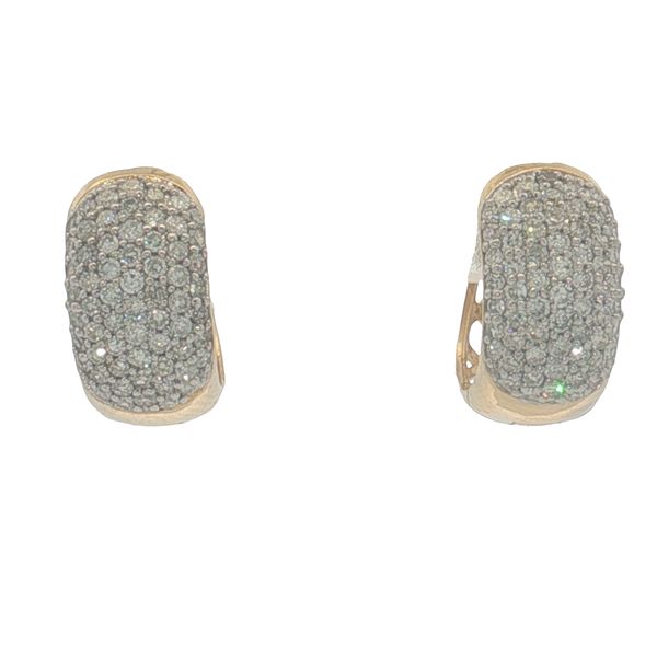 14 Karat Yellow Gold Pave` Diamond Huggie Hoops Trinity Jewelers  Pittsburgh, PA