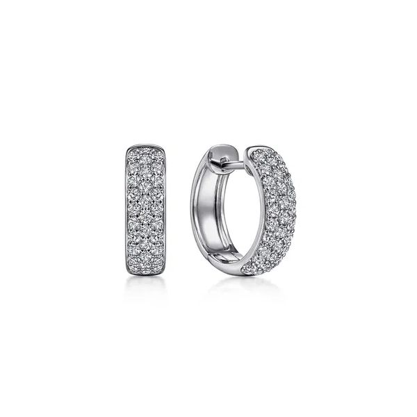 14 Karat White Gold Diamond Huggie Earrings Trinity Jewelers  Pittsburgh, PA