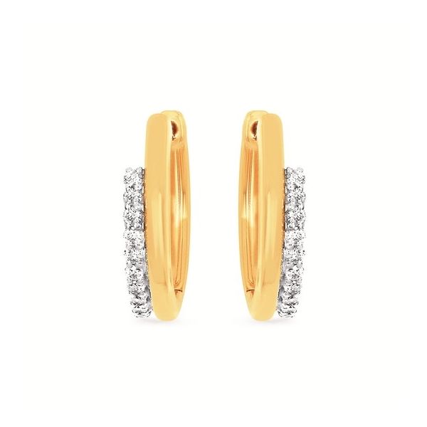 14 Karat Yellow Gold Diamond Hoop Earrings Trinity Jewelers  Pittsburgh, PA