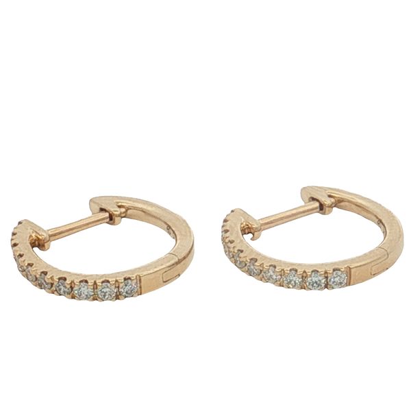 14 Karat Yellow Gold Diamond Small Hoop Earrings Trinity Jewelers  Pittsburgh, PA