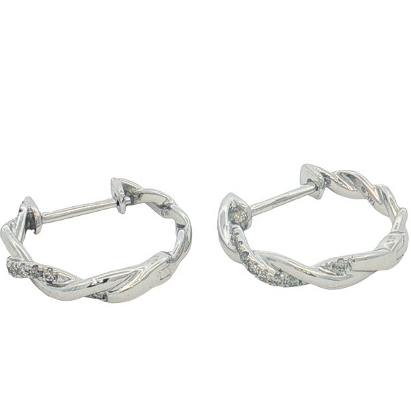 14 Karat White Gold Twist Diamond Hoop Earrings Trinity Jewelers  Pittsburgh, PA
