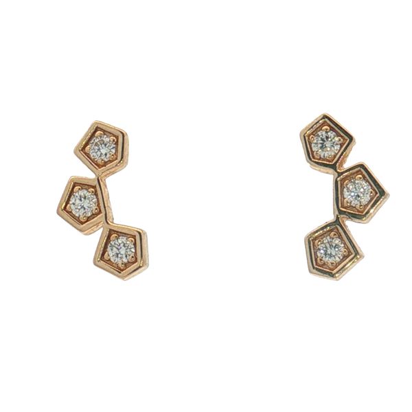 14 Karat Yellow Gold 3 Pentagone Diamond Drop Earrings Trinity Jewelers  Pittsburgh, PA