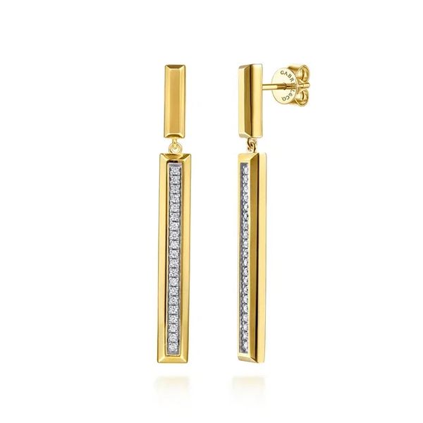 14 Karat Yellow Gold Elongated Drop Diamond Earrings Trinity Jewelers  Pittsburgh, PA