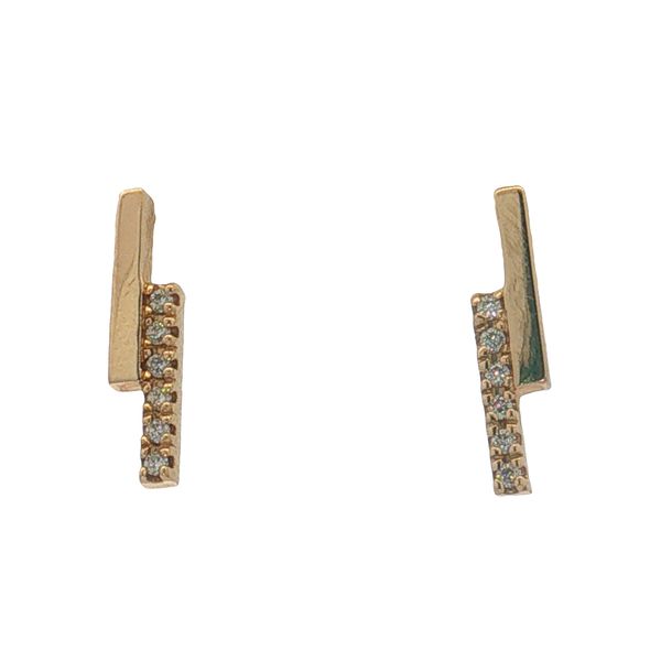14 Karat Yellow Gold Diamond Bar Stud Earrings Trinity Jewelers  Pittsburgh, PA