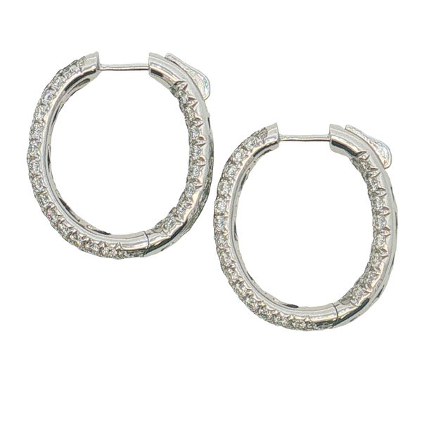 18 Karat White Gold Diamond Hoop Earrings Trinity Jewelers  Pittsburgh, PA