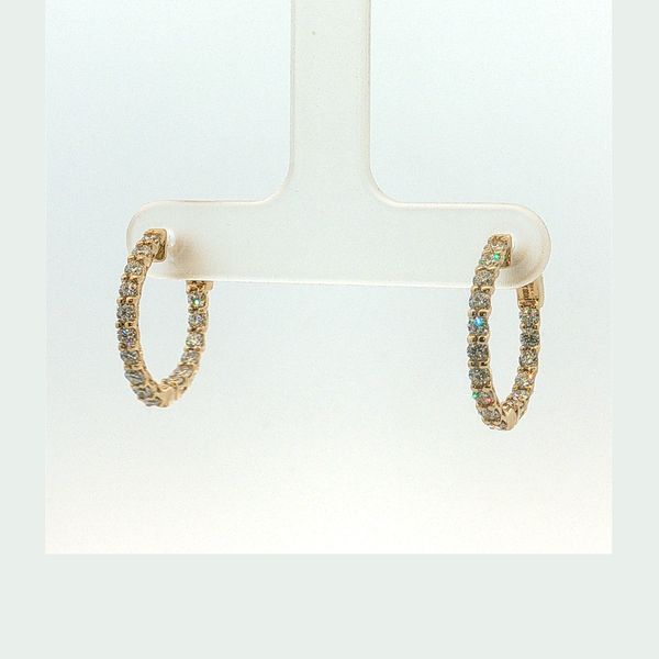 14 Karat Yellow Gold Diamond Inside/Out Hoop Earrings Trinity Jewelers  Pittsburgh, PA