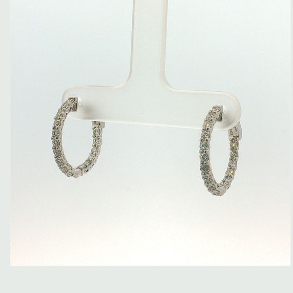 14 Karat White Gold Diamond Hoop Earrings Trinity Jewelers  Pittsburgh, PA