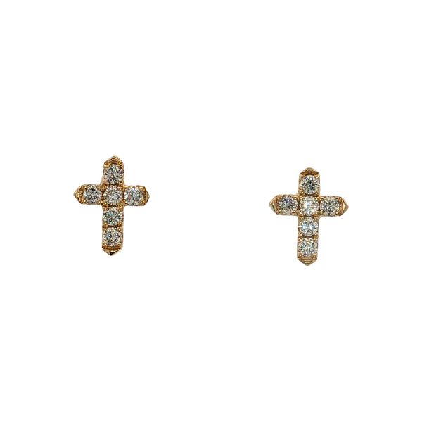 14 Karat Yellow Gold Diamond Cross Earrings Trinity Jewelers  Pittsburgh, PA