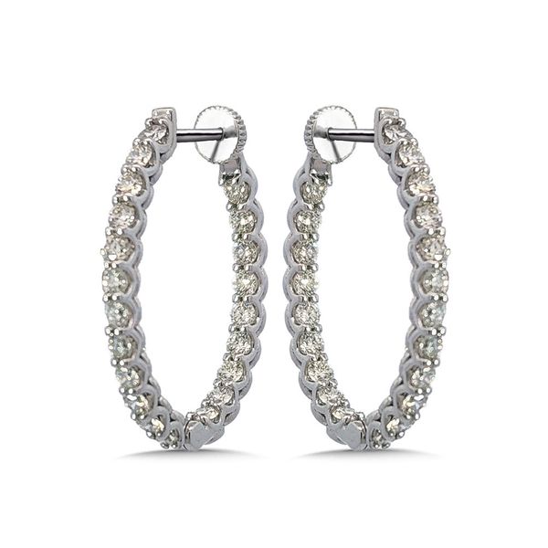 14 Karat White Gold Diamond Hoop Earrings Trinity Jewelers  Pittsburgh, PA