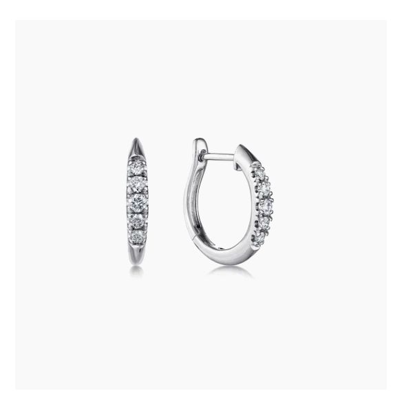 14 Karat White Gold Diamond Hoop Earrings Trinity Jewelers  Pittsburgh, PA