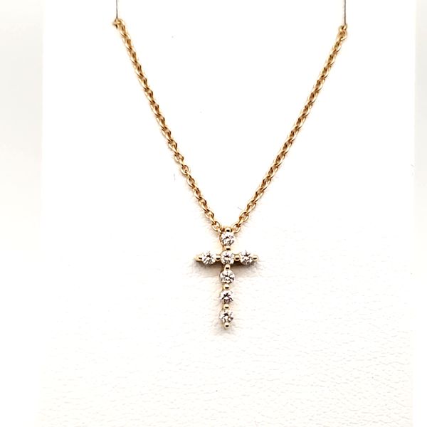 14 Karat Yellow Gold Diamond Cross Necklace Trinity Jewelers  Pittsburgh, PA
