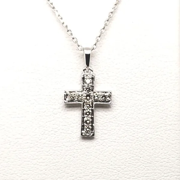 14 Karat White Gold Diamond Cross Necklace Trinity Jewelers  Pittsburgh, PA