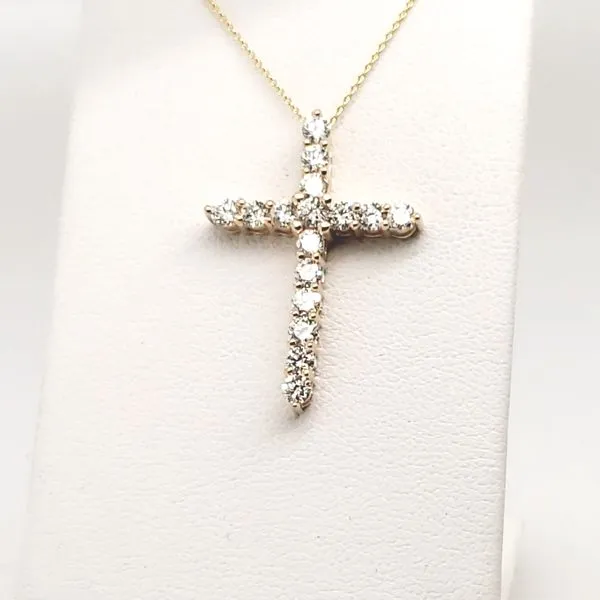 14 Karat Yellow Gold Diamond Cross Necklace Trinity Jewelers  Pittsburgh, PA