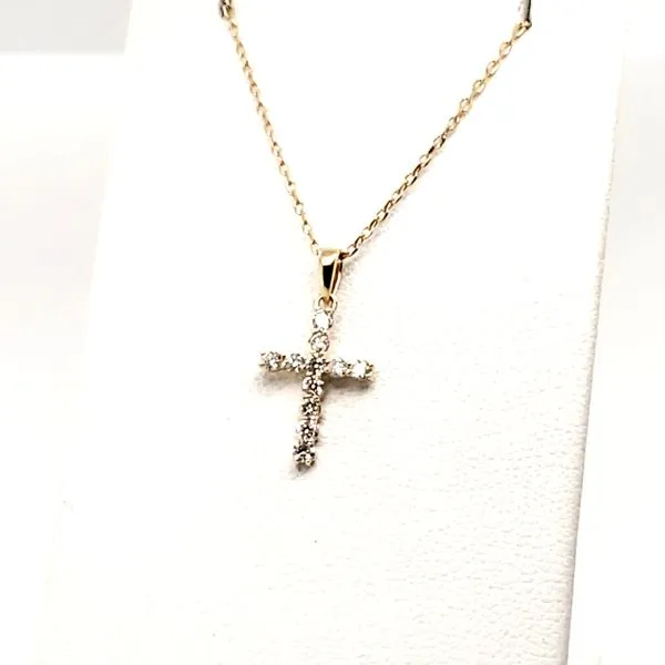 14 Karat Yellow Gold Diamond Cross Necklace Trinity Jewelers  Pittsburgh, PA