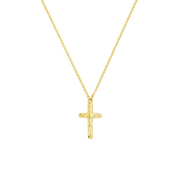 14 Karat Yellow Gold Diamond Cross Pendant Trinity Jewelers  Pittsburgh, PA
