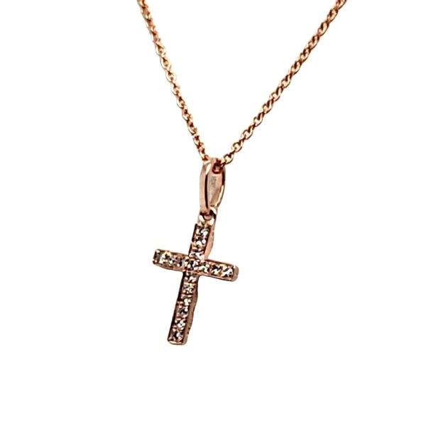 14 Karat Rose Gold Diamond Cross Pendant Trinity Jewelers  Pittsburgh, PA