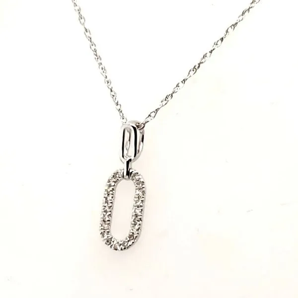 14 Karat White Gold Diamond Paperclip Pendant Trinity Jewelers  Pittsburgh, PA