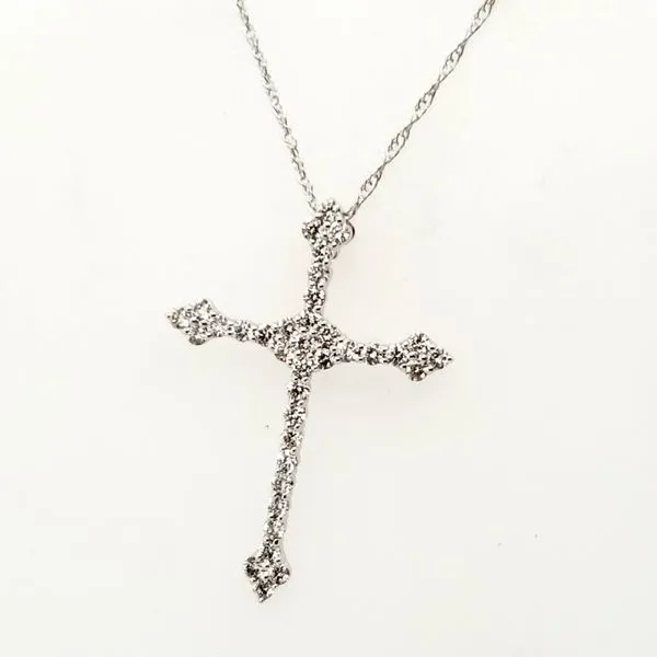14 Karat White Gold Diamond Cross Pendant Trinity Jewelers  Pittsburgh, PA