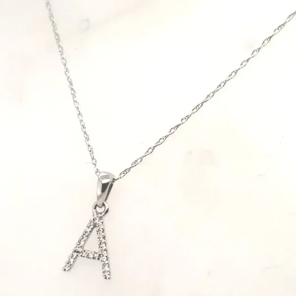 14 Karat White Gold Diamond Initial 
