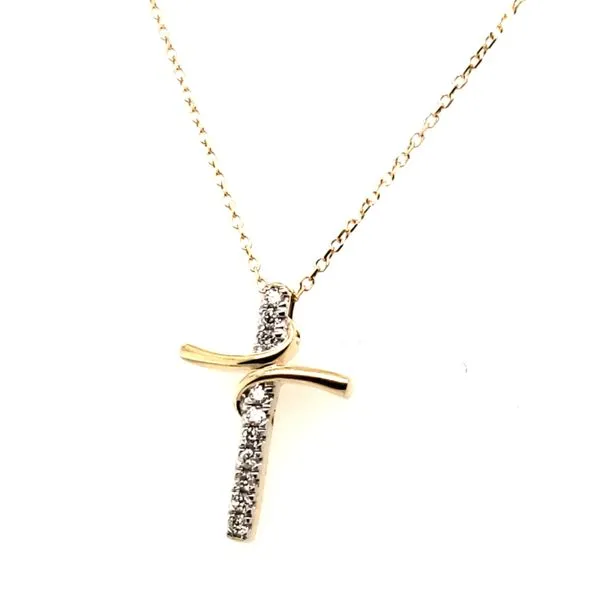 14 Karat Yellow Gold Diamond Cross Pendant Trinity Jewelers  Pittsburgh, PA