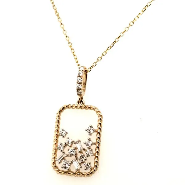 14 Karat Yellow Gold Round & Baguette Diamond Pendant Trinity Jewelers  Pittsburgh, PA
