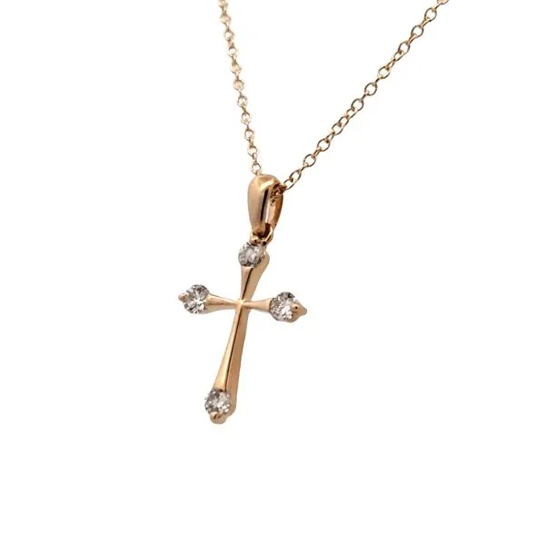 14 Karat Yellow Gold Diamond Cross Pendant Trinity Jewelers  Pittsburgh, PA