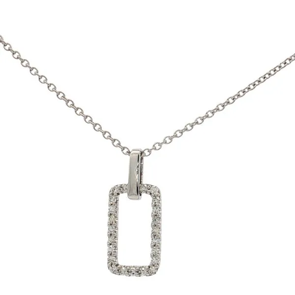 14 Karat White Gold Diamond Rectangle Open Pendant Trinity Jewelers  Pittsburgh, PA