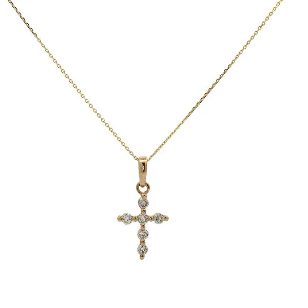 14 Karat Yellow Gold Diamond Cross Pendant Trinity Jewelers  Pittsburgh, PA