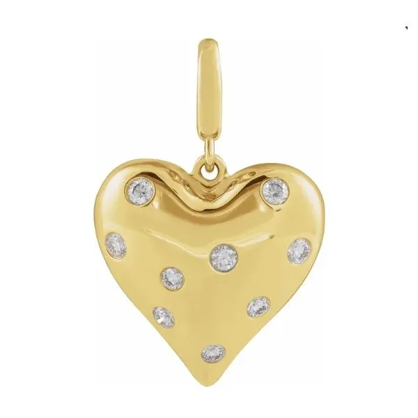 14 Karat Yellow Gold Diamond Puffy Heart Clip Pendant Trinity Jewelers  Pittsburgh, PA